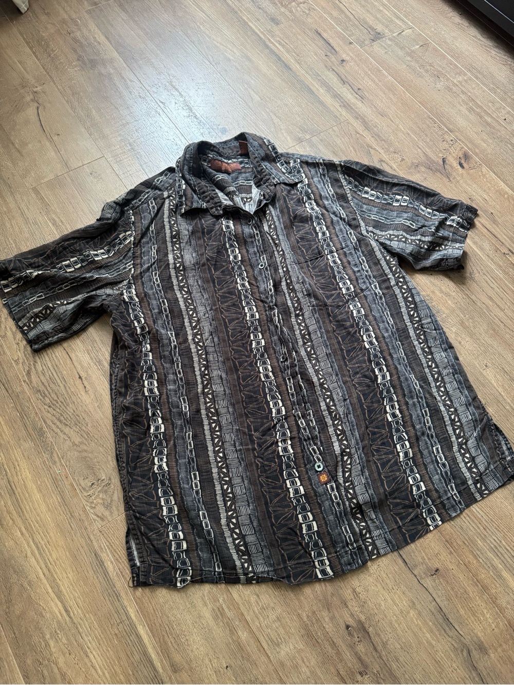 Vintage Tori Richard Luxury Silk Geometric Button Down Shirt Large
